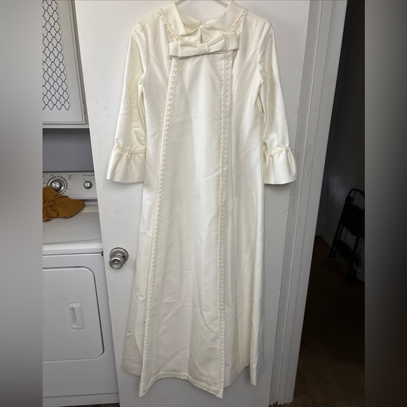 Vintage Lorrie Deb of San Francisco 1950s Ivory Wedding Dress Cape Train SZ 9 10 - Picture 6 of 15